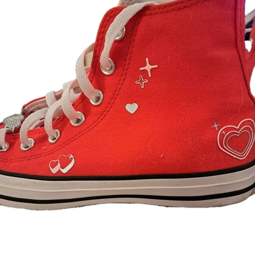 CONVERSE YTK HI Hearts  Valentine's Day Shoes A09117C Womens Size 7.5 EUC W/ Box - Picture 5 of 10